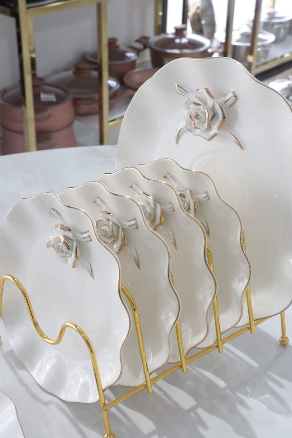 Service a cake 7 pièces fleur doré – Image 6