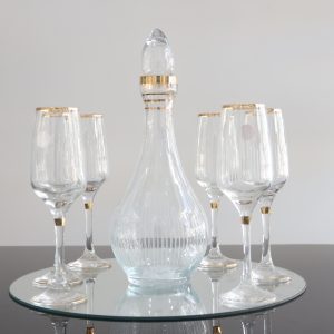 6verres+carafe oval (rayure+doré)